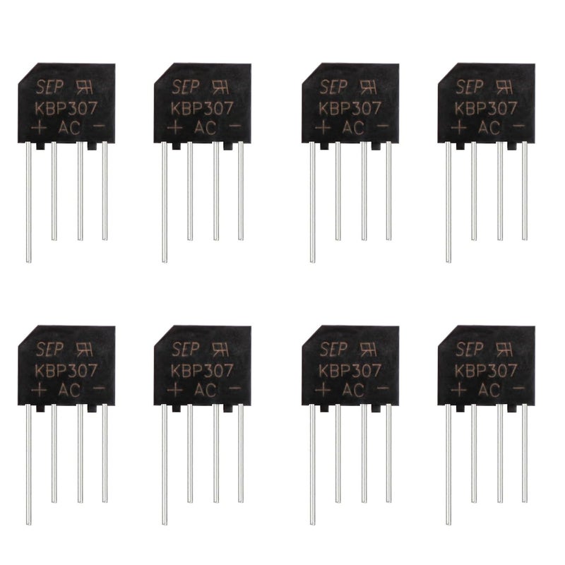 FOXTIP KBP307 Diode Bridge Rectifier 3A 700V KBP307G Flat Single Phase Rectifiers 3 Amp 700 Volt for Printed Circuit Boards(Pack of 22pcs) - Image 1